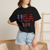 Load image into Gallery viewer, USA 250 T-Shirt — American Flag Patriotic Tee for Independence Day Celebrations/Comfort Colors