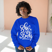 Load image into Gallery viewer, She Is Strong Unisex Crewneck Sweatshirt (White Lettering)
