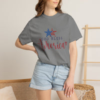 Load image into Gallery viewer, God Bless America T-Shirt — Patriotic Star Script Tee/Comfort Colors