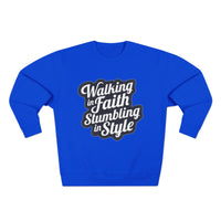 Load image into Gallery viewer, Walking In Faith Stumbling In Style Unisex Crewneck Sweatshirt
