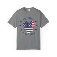 Load image into Gallery viewer, America 1776-2026 Flag Heart T-Shirt — Patriotic 4th of July Tee/Comfort Colors