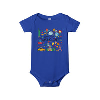 Load image into Gallery viewer, Infant Onesie — "Happy 250 America" Patriotic Baby Bodysuit