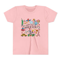 Load image into Gallery viewer, Youth Tee - "Happy 250 America" Patriotic Kids T-Shirt (1776-2026)/Comfort Colors