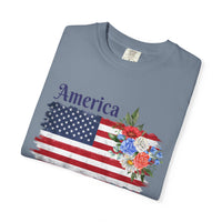 Load image into Gallery viewer, America 250 Years Flag Floral T-Shirt — God Shed His Grace/Comfort Colors
