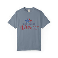 Load image into Gallery viewer, God Bless America T-Shirt — Patriotic Star Script Tee/Comfort Colors