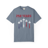 Load image into Gallery viewer, Anniversary Airshow T-Shirt — "250 Years" Jet Formation Design Comfort Colors
