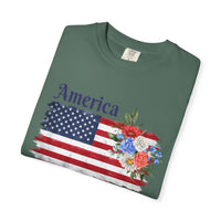 Load image into Gallery viewer, America 250 Years Flag Floral T-Shirt — God Shed His Grace/Comfort Colors