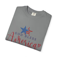 Load image into Gallery viewer, God Bless America T-Shirt — Patriotic Star Script Tee/Comfort Colors