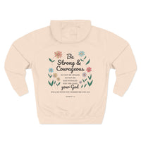 Load image into Gallery viewer, Be Strong &amp; Courageous Unisex Hoodie (Floral Design on Back/Black Lettering)
