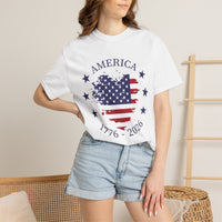 Load image into Gallery viewer, America 1776-2026 Flag Heart T-Shirt — Patriotic 4th of July Tee/Comfort Colors