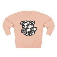 Load image into Gallery viewer, Walking In Faith Stumbling In Style Unisex Crewneck Sweatshirt
