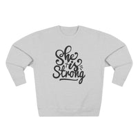 Load image into Gallery viewer, She Is Strong Unisex Crewneck Sweatshirt (Black Lettering)

