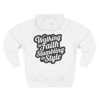 Load image into Gallery viewer, Walking In Faith Stumbling In Style Adult Unisex Hoodie (Design on Back)
