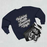 Load image into Gallery viewer, Walking In Faith Stumbling In Style Unisex Crewneck Sweatshirt
