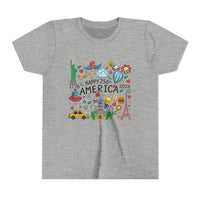 Load image into Gallery viewer, Youth Tee - "Happy 250 America" Patriotic Kids T-Shirt (1776-2026)/Comfort Colors
