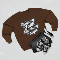Load image into Gallery viewer, Walking In Faith Stumbling In Style Unisex Crewneck Sweatshirt
