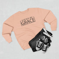 Load image into Gallery viewer, Saved by Grace 1.0 Unisex Crewneck Sweatshirt (Black Lettering)

