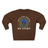 Load image into Gallery viewer, God Is Still Writing My Story Unisex Crewneck Sweatshirt (White Lettering)
