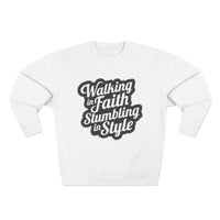 Load image into Gallery viewer, Walking In Faith Stumbling In Style Unisex Crewneck Sweatshirt

