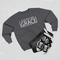 Load image into Gallery viewer, Saved By Grace 1.0 Unisex Crewneck Sweatshirt (White Lettering)
