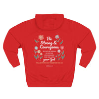 Load image into Gallery viewer, Be Stong &amp; Courageous Unisex Hoodie (Floral Design on Back/White Lettering)
