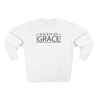 Load image into Gallery viewer, Saved by Grace 1.0 Unisex Crewneck Sweatshirt (Black Lettering)

