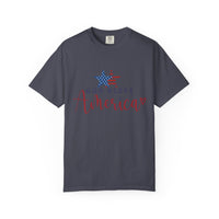 Load image into Gallery viewer, God Bless America T-Shirt — Patriotic Star Script Tee/Comfort Colors