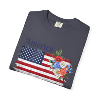 Load image into Gallery viewer, America 250 Years Flag Floral T-Shirt — God Shed His Grace/Comfort Colors