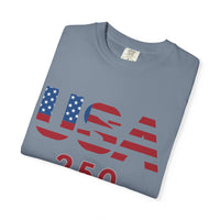 Load image into Gallery viewer, USA 250 T-Shirt — American Flag Patriotic Tee for Independence Day Celebrations/Comfort Colors