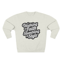 Load image into Gallery viewer, Walking In Faith Stumbling In Style Unisex Crewneck Sweatshirt
