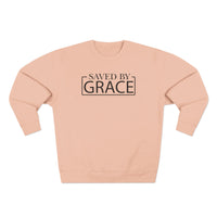 Load image into Gallery viewer, Saved by Grace 1.0 Unisex Crewneck Sweatshirt (Black Lettering)
