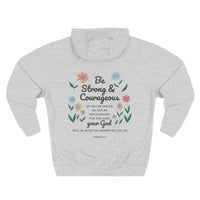 Load image into Gallery viewer, Be Strong &amp; Courageous Unisex Hoodie (Floral Design on Back/Black Lettering)
