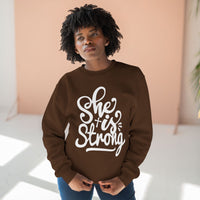Load image into Gallery viewer, She Is Strong Unisex Crewneck Sweatshirt (White Lettering)
