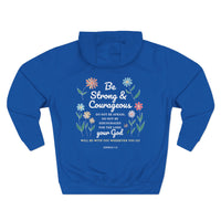 Load image into Gallery viewer, Be Stong &amp; Courageous Unisex Hoodie (Floral Design on Back/White Lettering)
