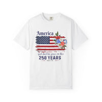 Load image into Gallery viewer, America 250 Years Flag Floral T-Shirt — God Shed His Grace/Comfort Colors